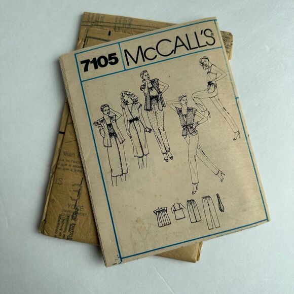 Vintage 80s McCalls 7105 Misses Jacket Camisole Skirt Pants Sash Size 10 Uncut - Picture 3 of 3